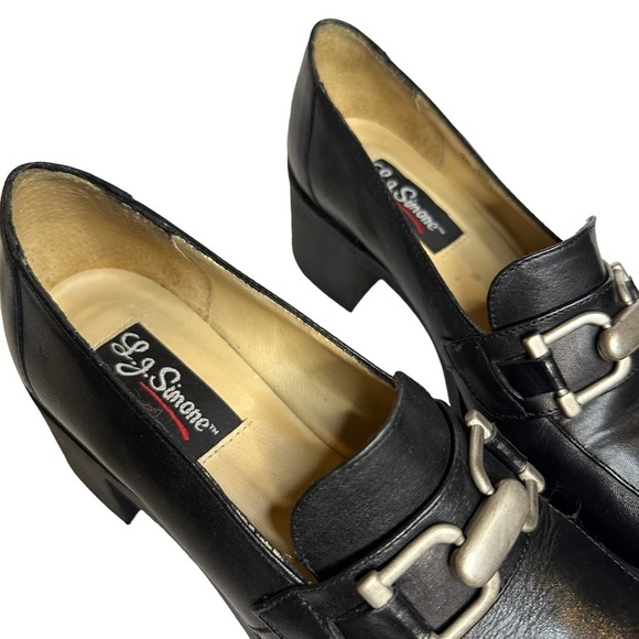 Vintage Y2K L.J Simone Women’s Chunky Heeled Black Loafers Size 8 - Picture 3 of 5